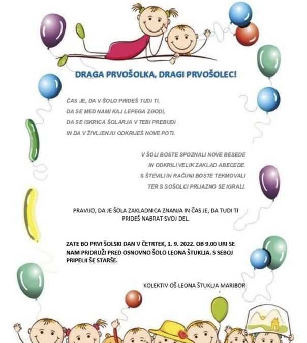 DRAGI BODOČI PRVOŠOLCI