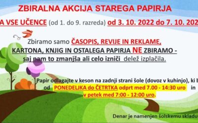 Zbiralni akciji papirja ter kartuš in tonerjev