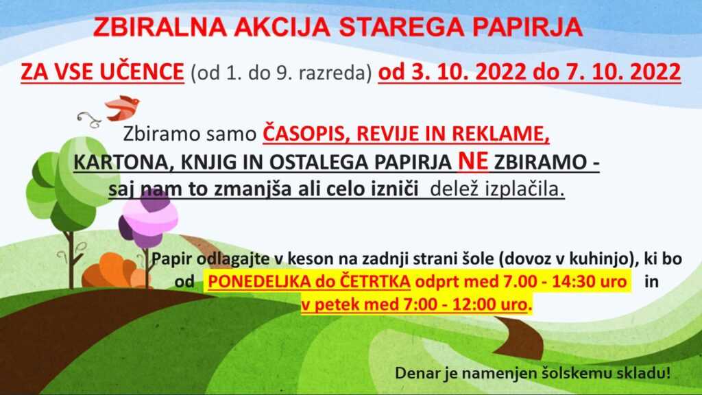 Zbiralni akciji papirja ter kartuš in tonerjev