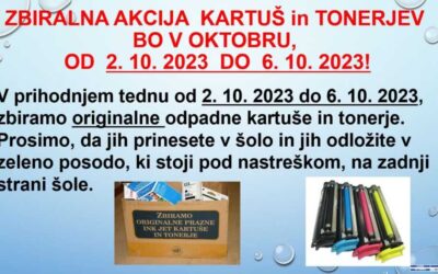 Zbiralne akcije v tednu od 2. 10. do 6. 10. 2023