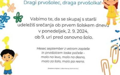 Prvi šolski dan za učence 1. razreda
