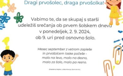 Prvi šolski dan za učence 1. razreda