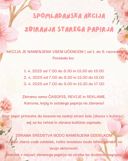 Spomladanska akcija zbiranja starega papirja