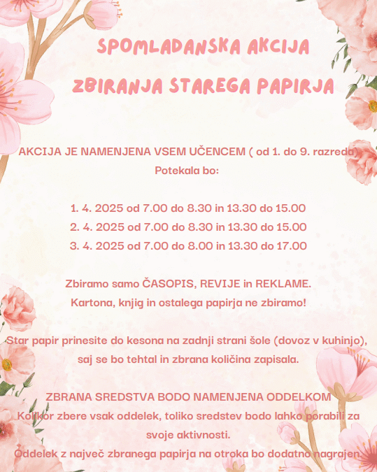 Spomladanska akcija zbiranja starega papirja