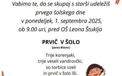 Vabilo – prvi šolski dan za PRVOŠOLCE