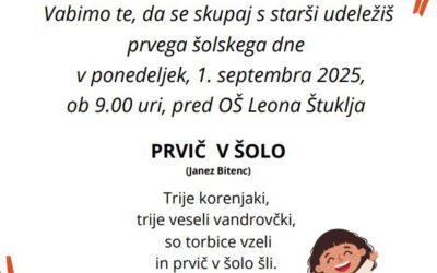 Vabilo – prvi šolski dan za PRVOŠOLCE
