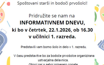 Vabilo na srečanje z bodočimi prvošolci